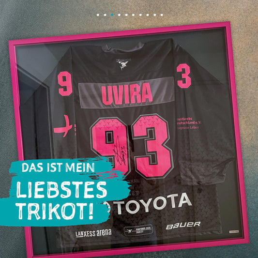 Eishockeytrikot Kölner Haie in pink im Living.Steel Trikotrahmen
